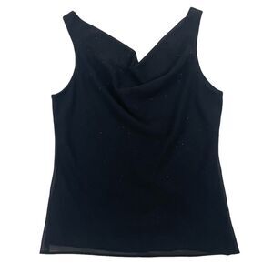 Jeffrey & Dara Evenings by Tom Barra Black Sparkle Cowl Neck Tank Top Sz 12